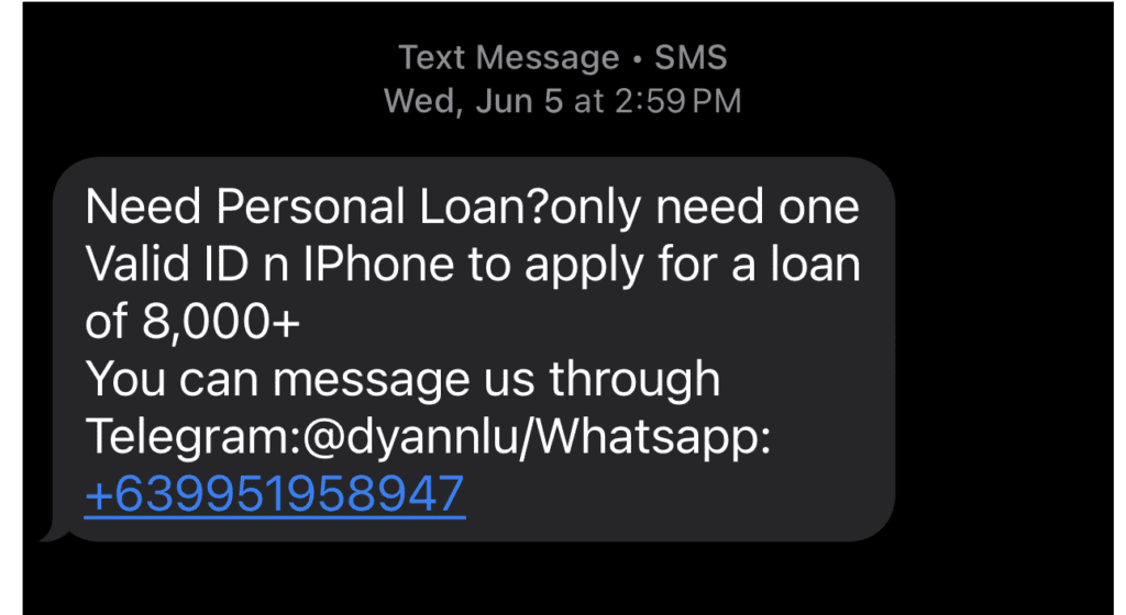 text scam